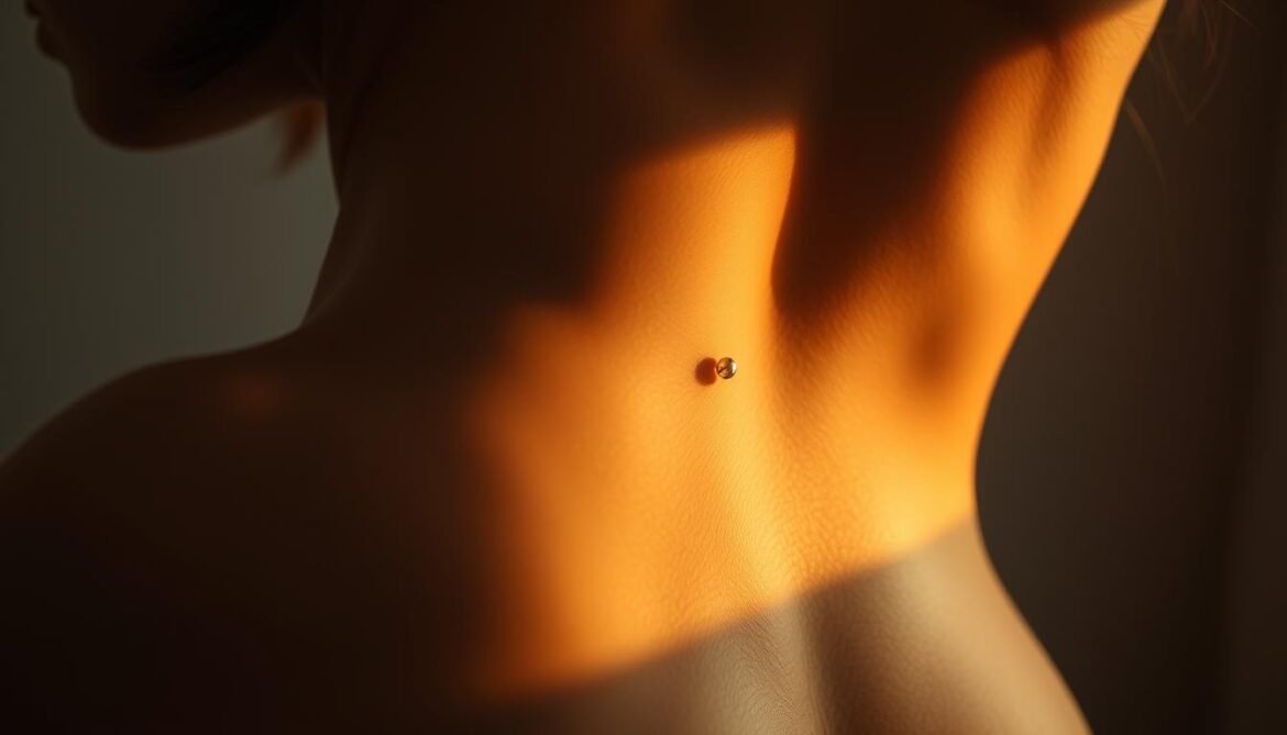 lower back dermal piercing
