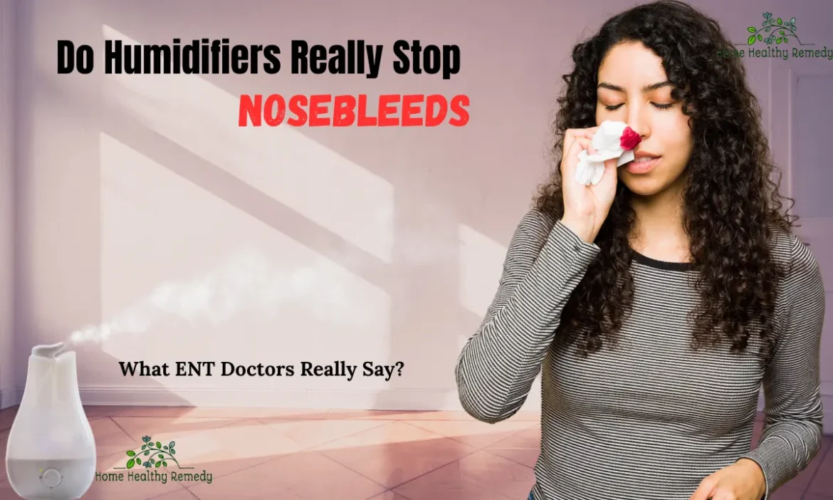 Do humidifiers really stop nosebleeds - woman holding tissue to bloody nose with humidifier releasing mist