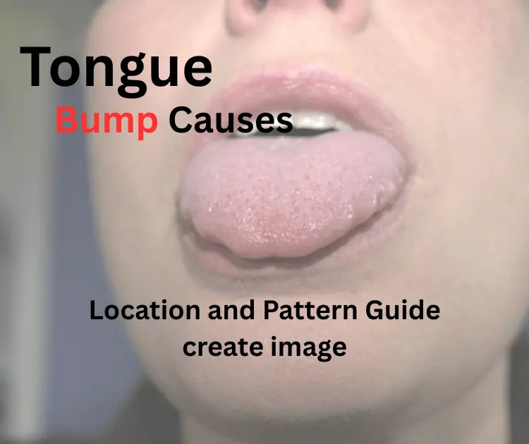 Close-up of a person sticking out their tongue with text reading “Tongue Bump Causes: Location and Pattern Guide.”