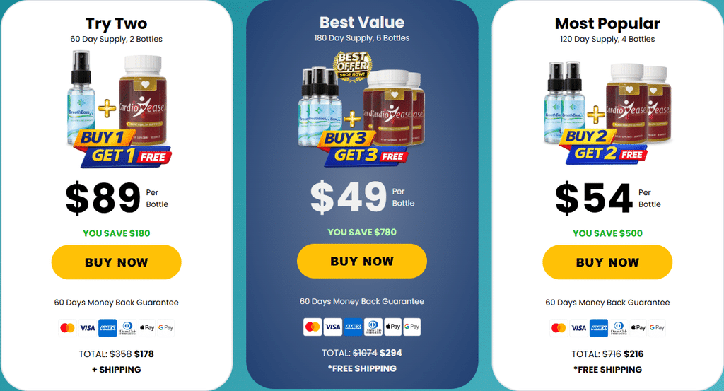 BreathEaseX and CardioEaseX Reviews (2026): Ingredients, Benefits, Pricing, and What the Research Actually Says 4 BreathEaseX + CardioEaseX Pricing and Package Options