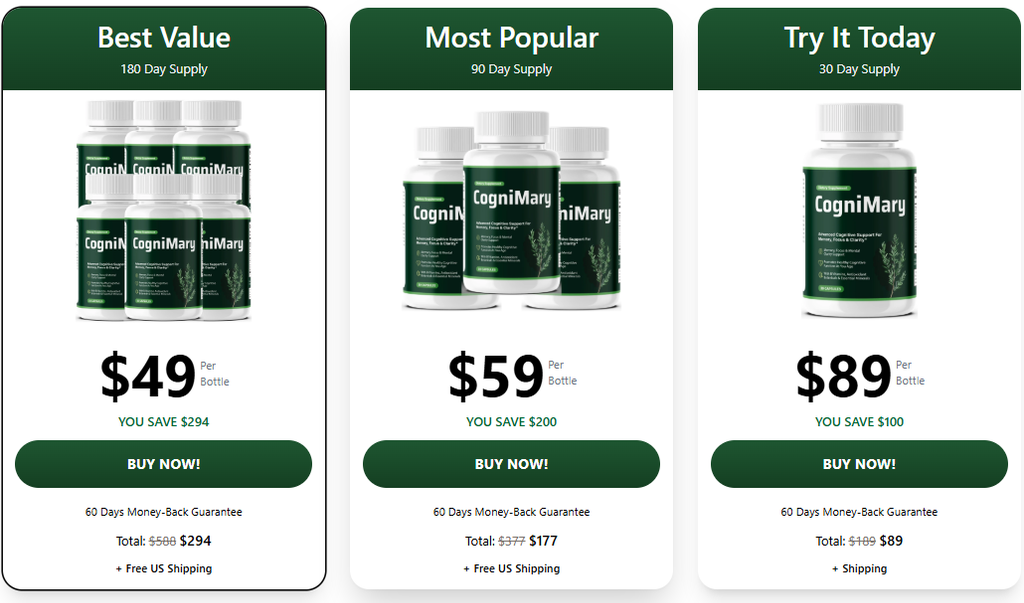CogniMary Review: What the Research Actually Says About This "Cognitive Wellness" Supplement 4 CogniMary Pricing